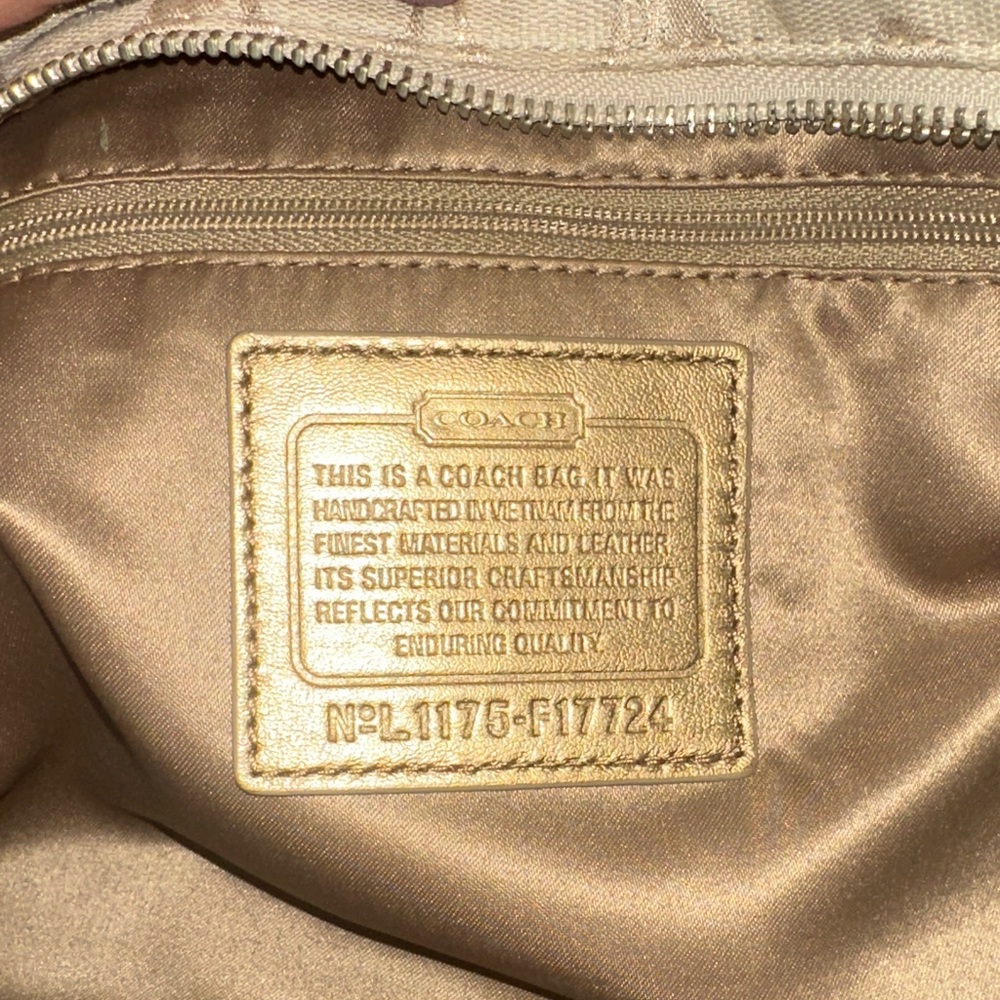 Coach Beige and Brown Signature Shoulder Bag - Picture 7 of 11